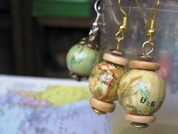 flickr Accents and Petals Vintage Map Earrings